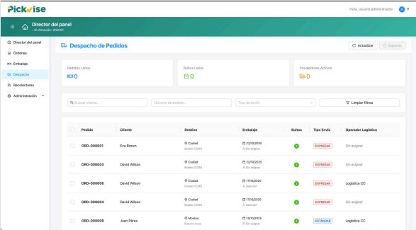 Sistema de Despacho de Pedidos - Interfaz